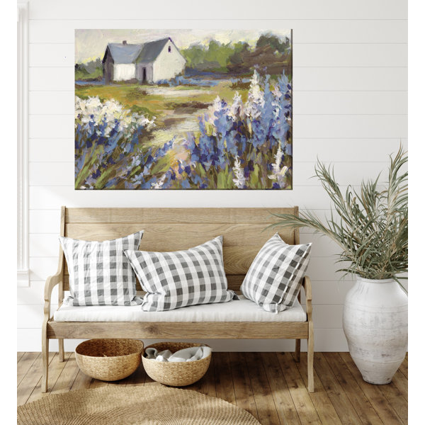 Rosalind Wheeler Meadow Blue Barn Outdoor Wall Canvas Art Wayfair